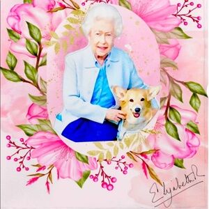 👑 Queen Elizabeth II art, queen memorial throw, wall art, floral gift, blanket